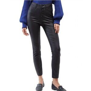 OAT NYC Faux Leather High Rise Skinny Ankle Casual Pants Button Fly Black SZ 32W